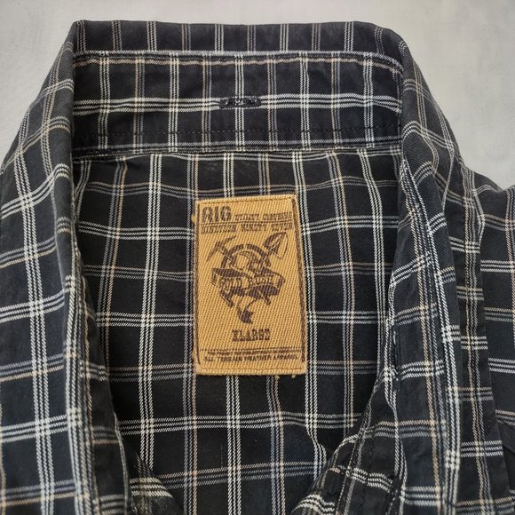 RIG Utility Clothing Check Button down Men’s XL shirt Cotton Long Sleeve - Picture 2 of 8